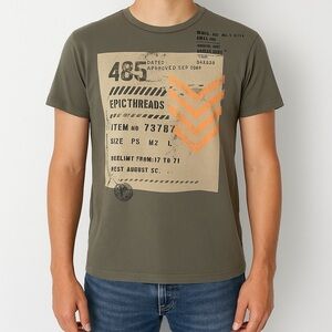 Epic Threads Boys Large Olive Green Graphic Tee Short Sleeve Shirt